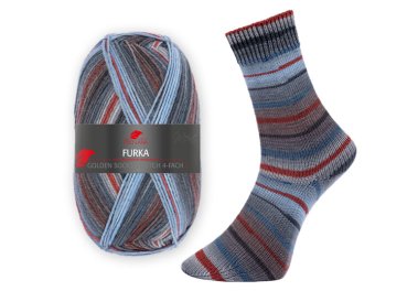 Preview: Furka Golden Socks Stretch Sockenwolle von Pro Lana 4fach grau blau 100 g Preview: Furka Golden Socks Stretch Sockenwolle von Pro Lana 4fach grau blau 100 g